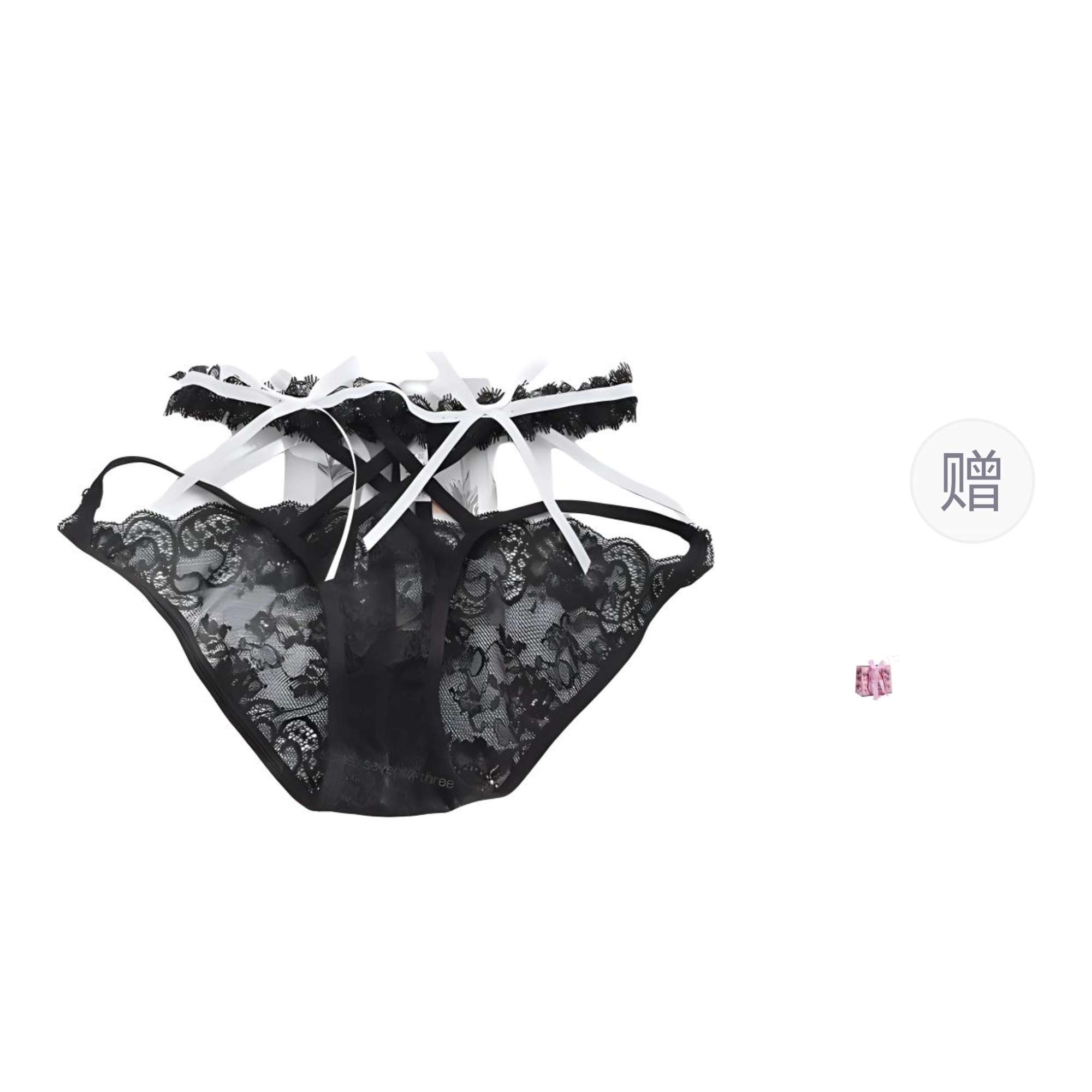 秀黛 透视刺绣可爱甜美系腰外露性感蕾丝镂空蝴蝶结三角纯欲风内裤 女款