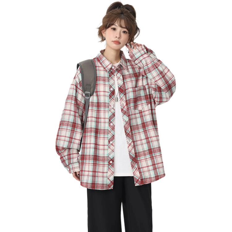羽浅 潮牌日系复古高街宽松翻领长袖衬衫 男女同款