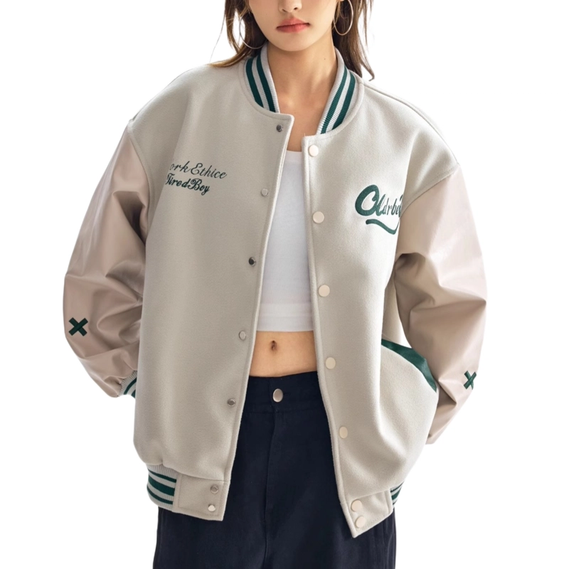 轻迎  国潮贴布刺绣短款夹克宽松休闲外套棒球服 男款