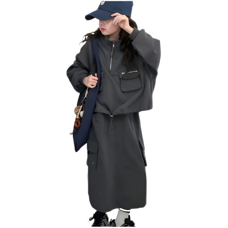 比比我休闲运动套装  女童春秋季大童潮牌工装风时髦小孩衣服 小女孩长袖洋气 舒适帅气轻便