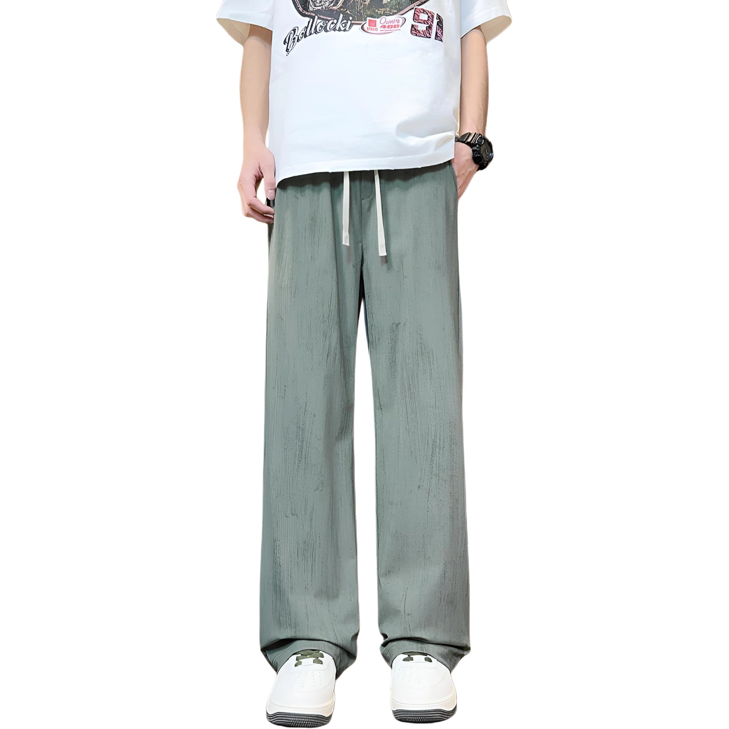 微牛 简约百搭潮牌裤高级男士夏季薄款宽松直筒阔腿工装长裤休闲裤 男款