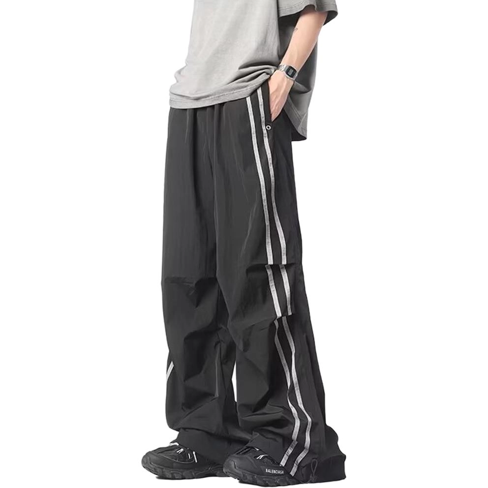 拓菲 美式机能夏季两道杠条纹撞色工装裤子小众压褶伞兵休闲裤 男女同款