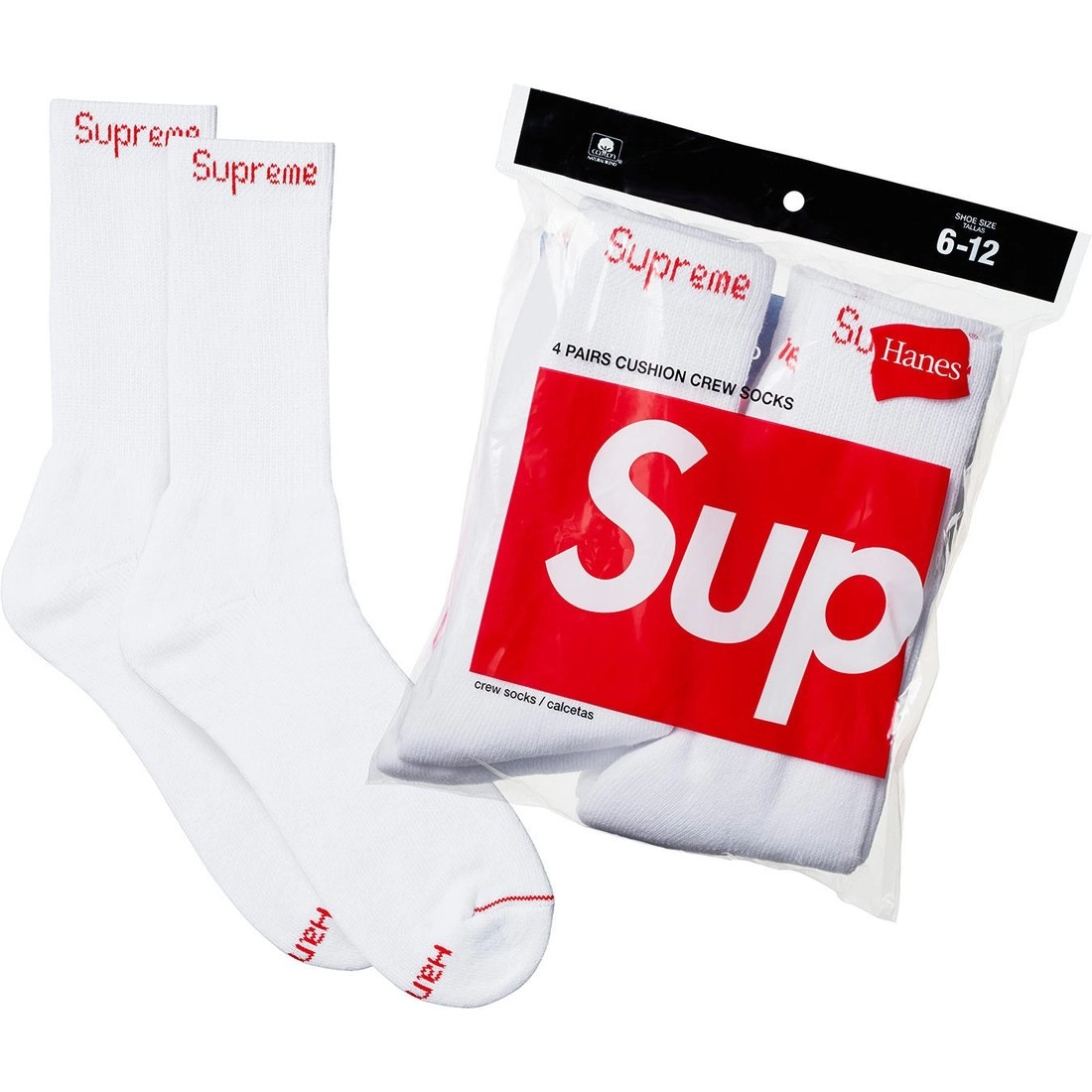 Supreme FW23 WEEK1 x HANES FW23 CREW SOCKS (4 PACK) Logo 4