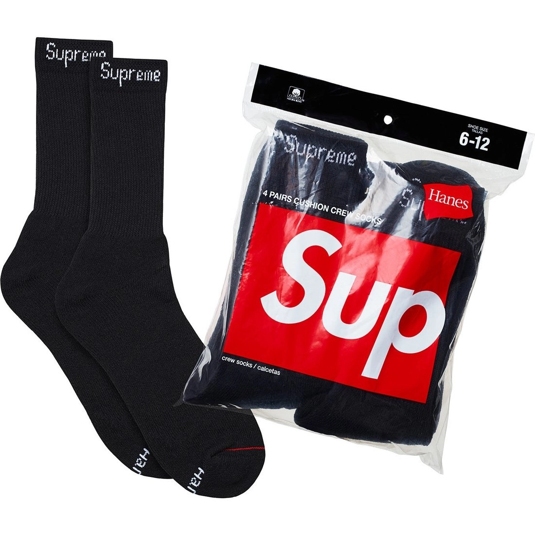 Supreme FW23 WEEK1 x HANES FW23 CREW SOCKS (4 PACK) Logo 4