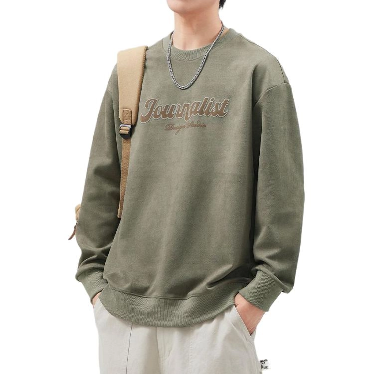 捷帕 韩系潮流纯色简约圆领套头长袖上衣字母印花弹力时尚潮牌美式高街宽松大码保暖舒适学生日常休闲运动卫衣 男女同款