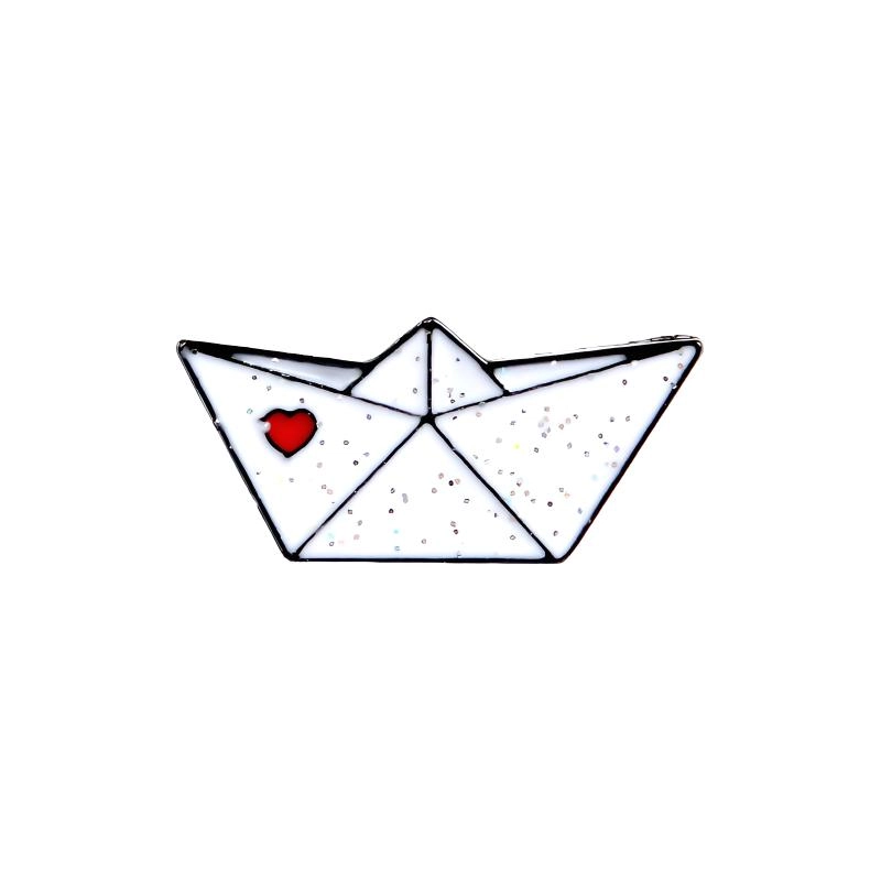 祎步康 卡通简约设计可爱小纸飞机造型创意个性闪粉衣饰徽章 合金 胸针 男女同款情侣款