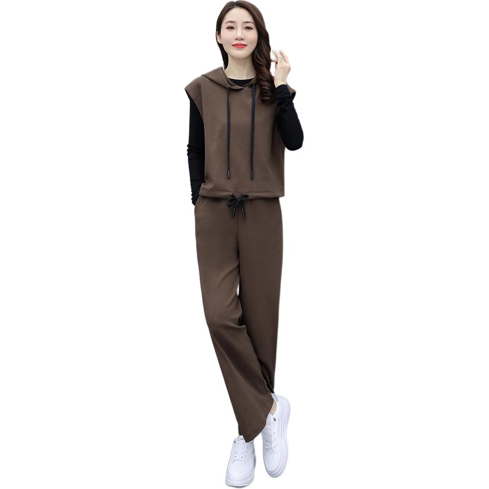 水中花 时髦洋气减龄春装气质显瘦阔腿裤两件套女装潮休闲套装 女款
