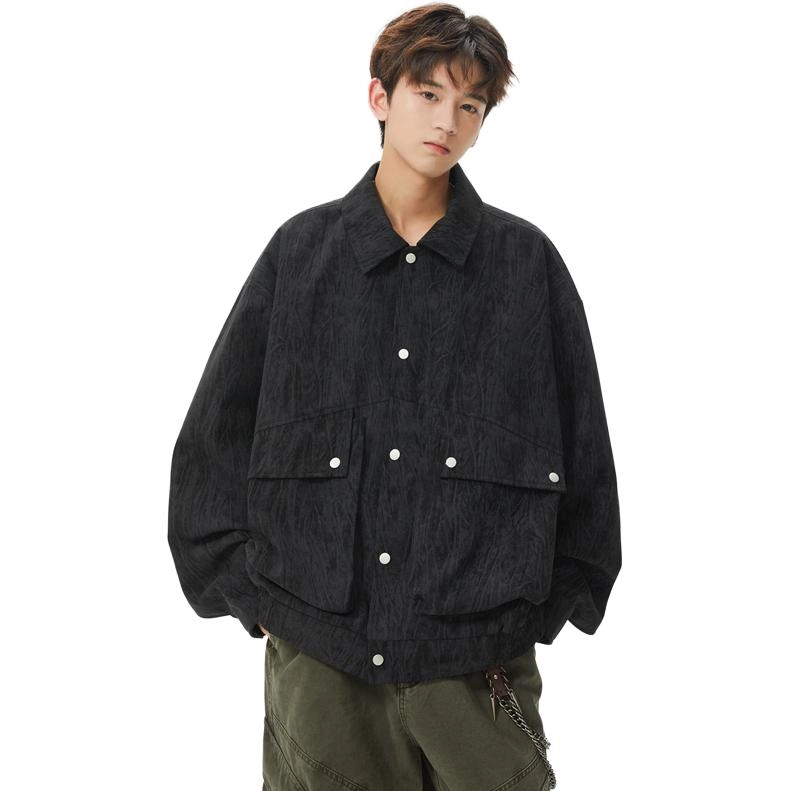 袋鼠 秋冬美式简约基础百搭通棒球服潮牌复古工装开衫外套宽松休闲夹克 男女同款
