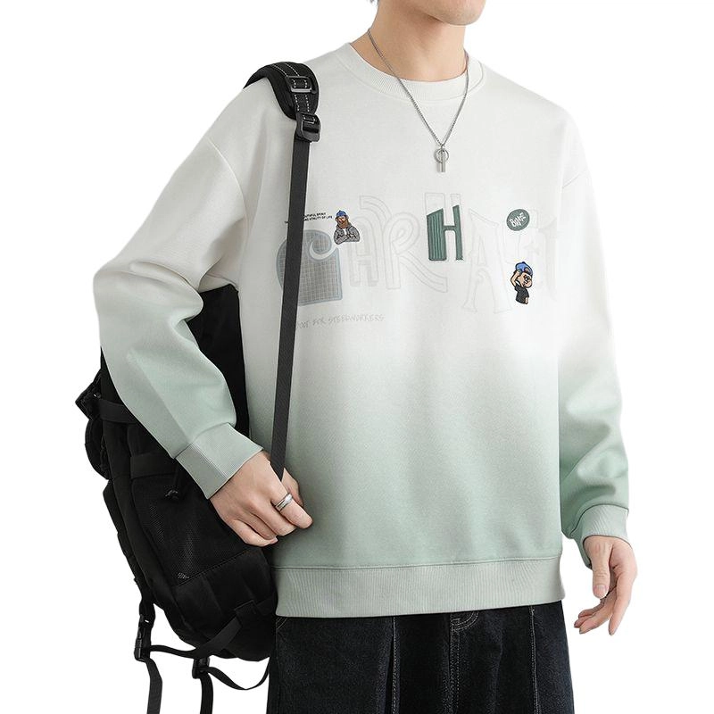 童先森 纯色百搭圆领长袖卡通卫衣 男款