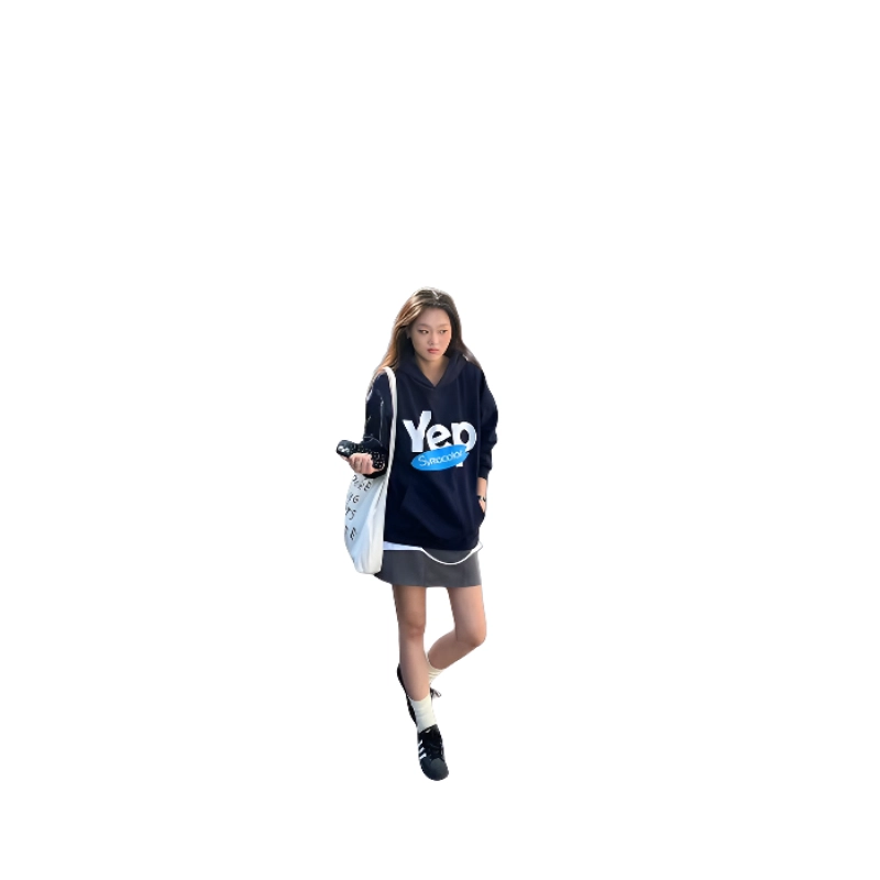 望莱仕 美式趣味字母印花连帽女秋休闲百搭慵懒风潮卫衣 女款