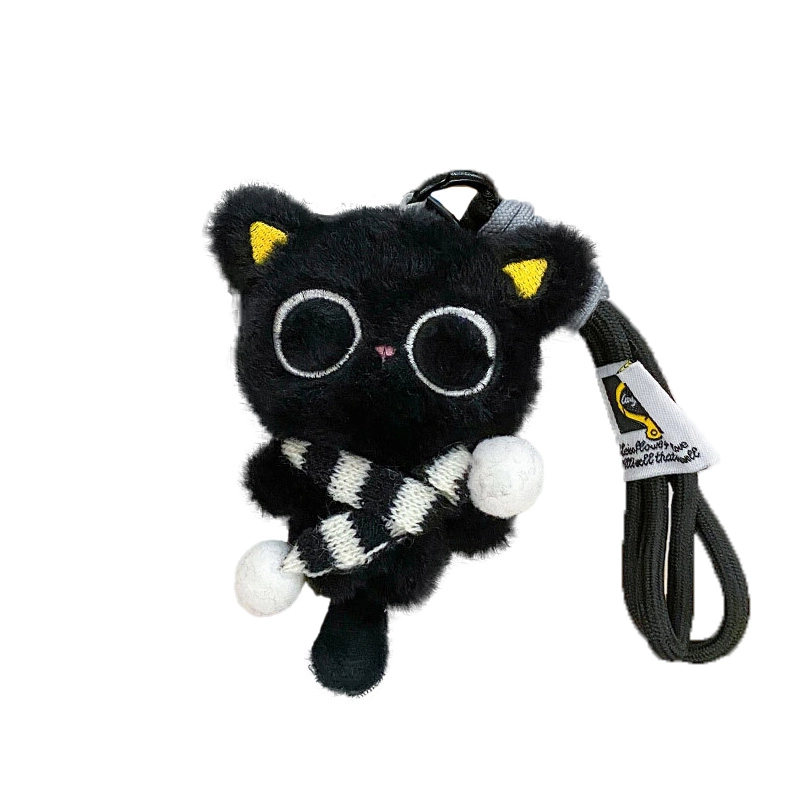 祎步康 小黑猫治愈玩偶公仔可爱包包 毛绒 挂件 男女同款情侣款