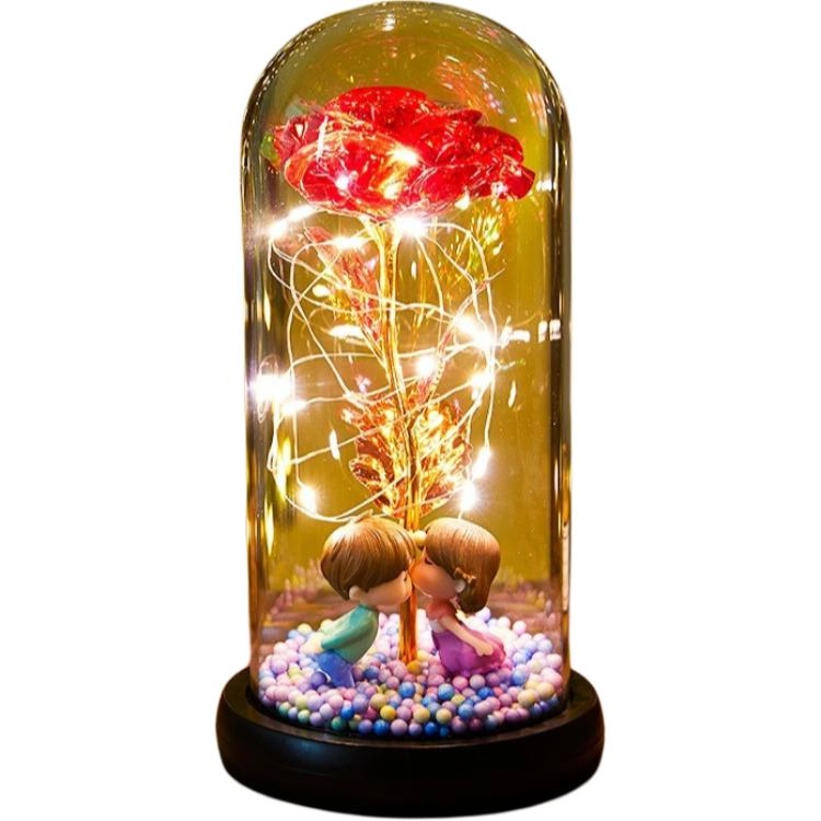 喜顽童 永生花玫瑰花带灯浪漫花束 其他静态模型