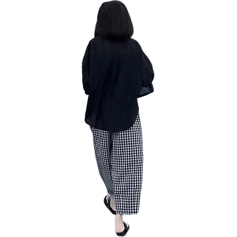 水中花 法式高级感七分袖女夏季宽松防晒开衫上衣女休闲套装 女款