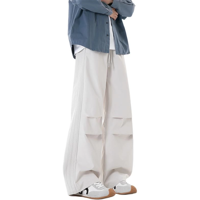 左岸 褶皱裤子男春秋季潮牌宽松微弯刀裤伞兵裤阔腿运动长裤休闲裤 男款