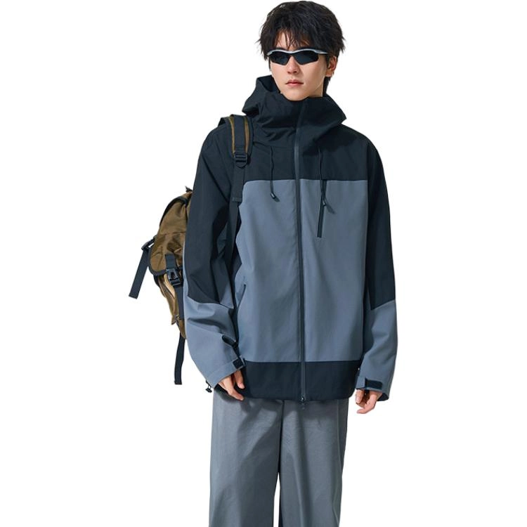 左岸 【机能风】男款工装拼色冲锋衣美式连帽保暖登山服防风防水单冲透气夹克 男女同款