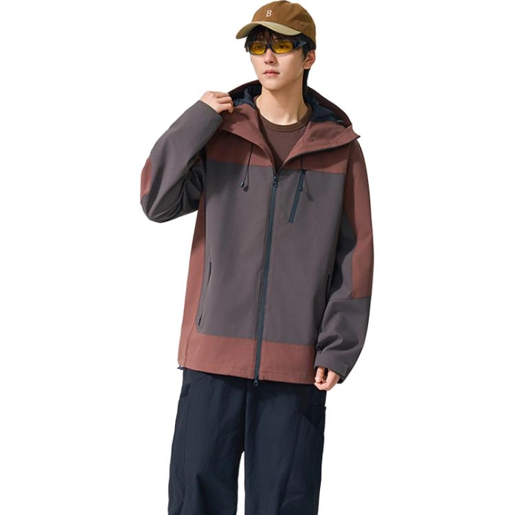 左岸 【机能风】男款工装拼色冲锋衣美式连帽保暖登山服防风防水单冲透气夹克 男女同款