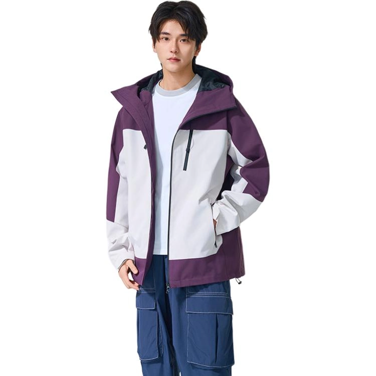 左岸 【机能风】男款工装拼色冲锋衣美式连帽保暖登山服防风防水单冲透气夹克 男女同款