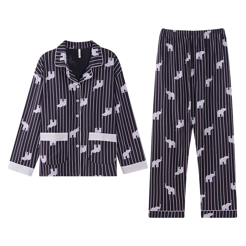 芬腾可安 秋冬季纯棉舒适柔软带固定杯垫一体式家居服睡衣套装 女款