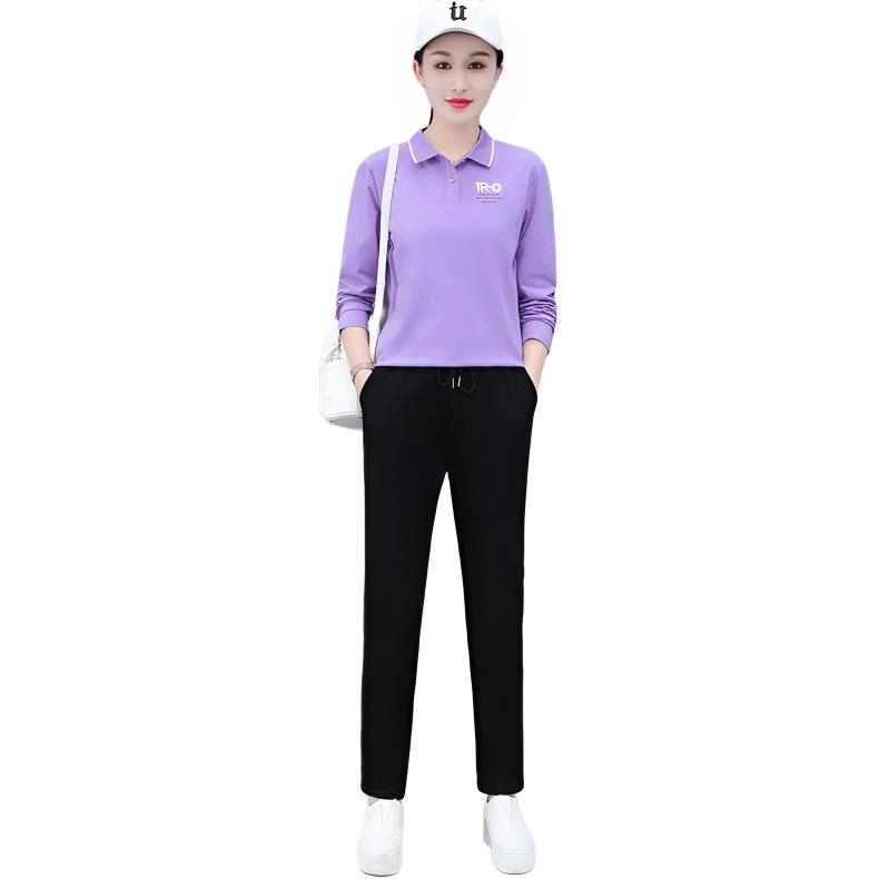 左岸 时尚简约女士百搭上衣长袖长裤舒适柔软垂感宽松高腰显瘦显高气质潮流亲肤透气日常通勤洋气减龄休闲套装 女款