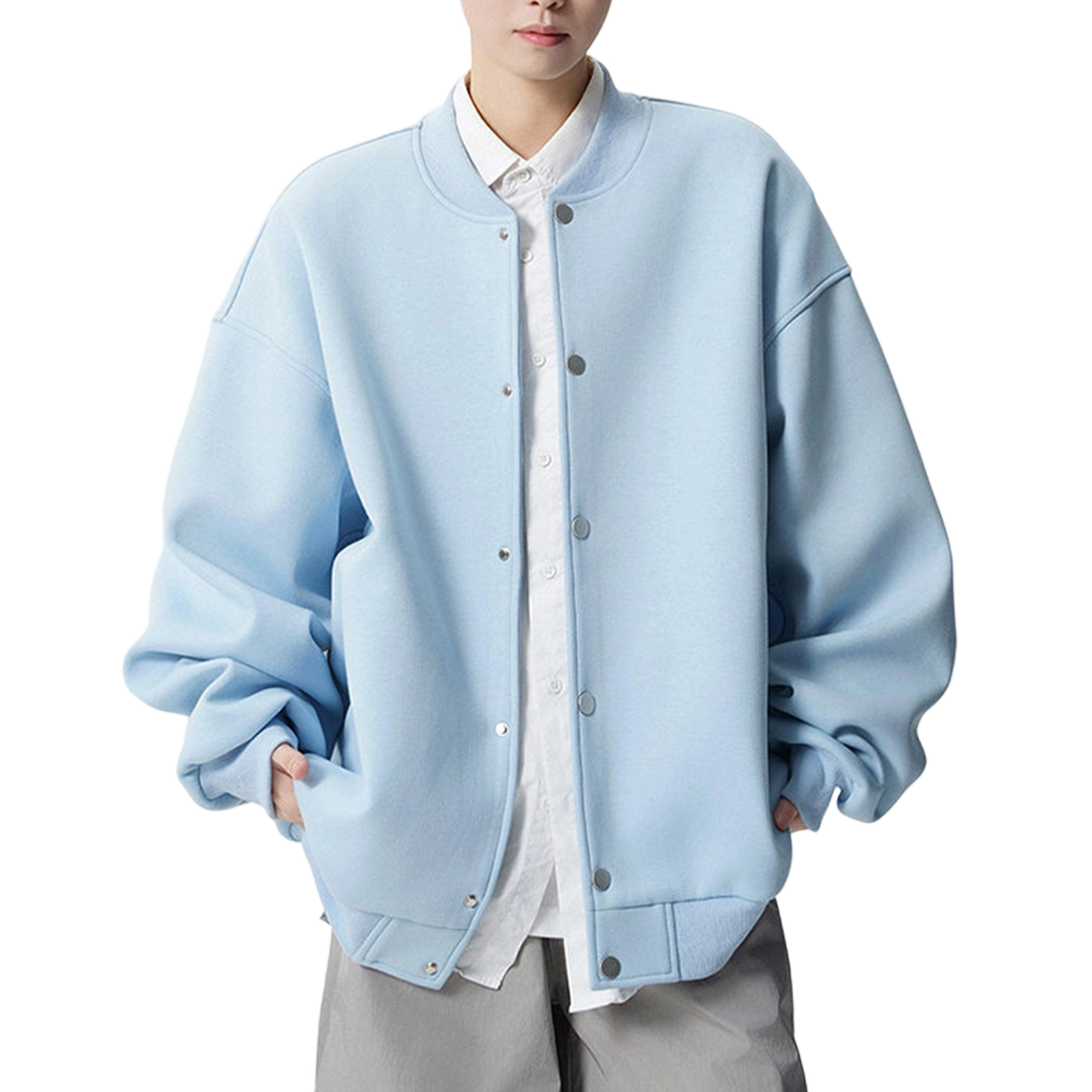 冈哉 美式潮流纯色简约基础款休闲运动复古棒球服开衫日常通勤保暖舒适透气卫衣 男女同款