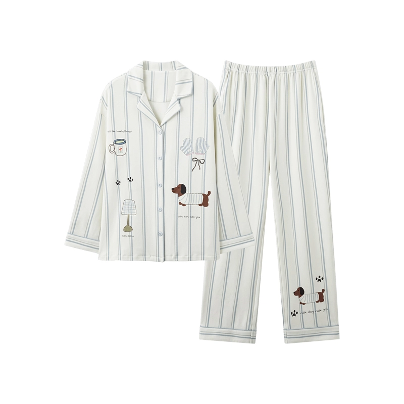 蒄趣 纯棉卡通长袖休闲可爱可外穿家居服宽松舒适睡衣套装 女款