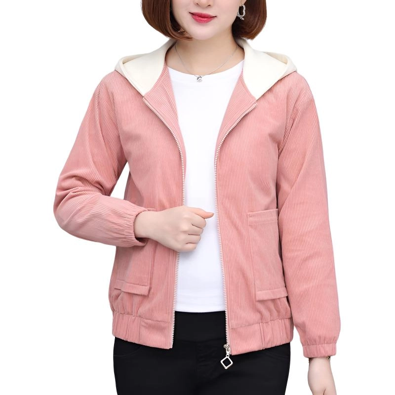 左岸 时尚简约美式潮流女士百搭长袖夹克设计立领背后字母印花舒适柔软宽松透气亲肤遮肉洋气减龄休闲户外运动日常通勤绒感外套 女款
