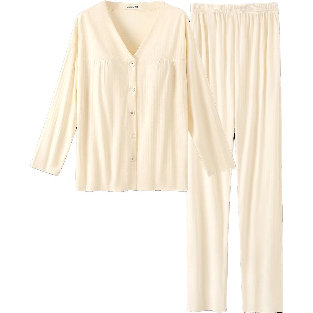 润微 柔软舒适带胸垫春秋可外穿家居服睡衣套装 女款