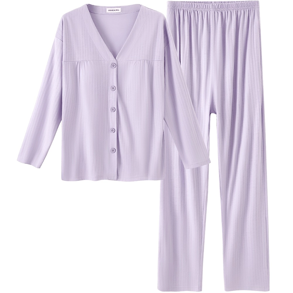 润微 柔软舒适带胸垫春秋可外穿家居服睡衣套装 女款
