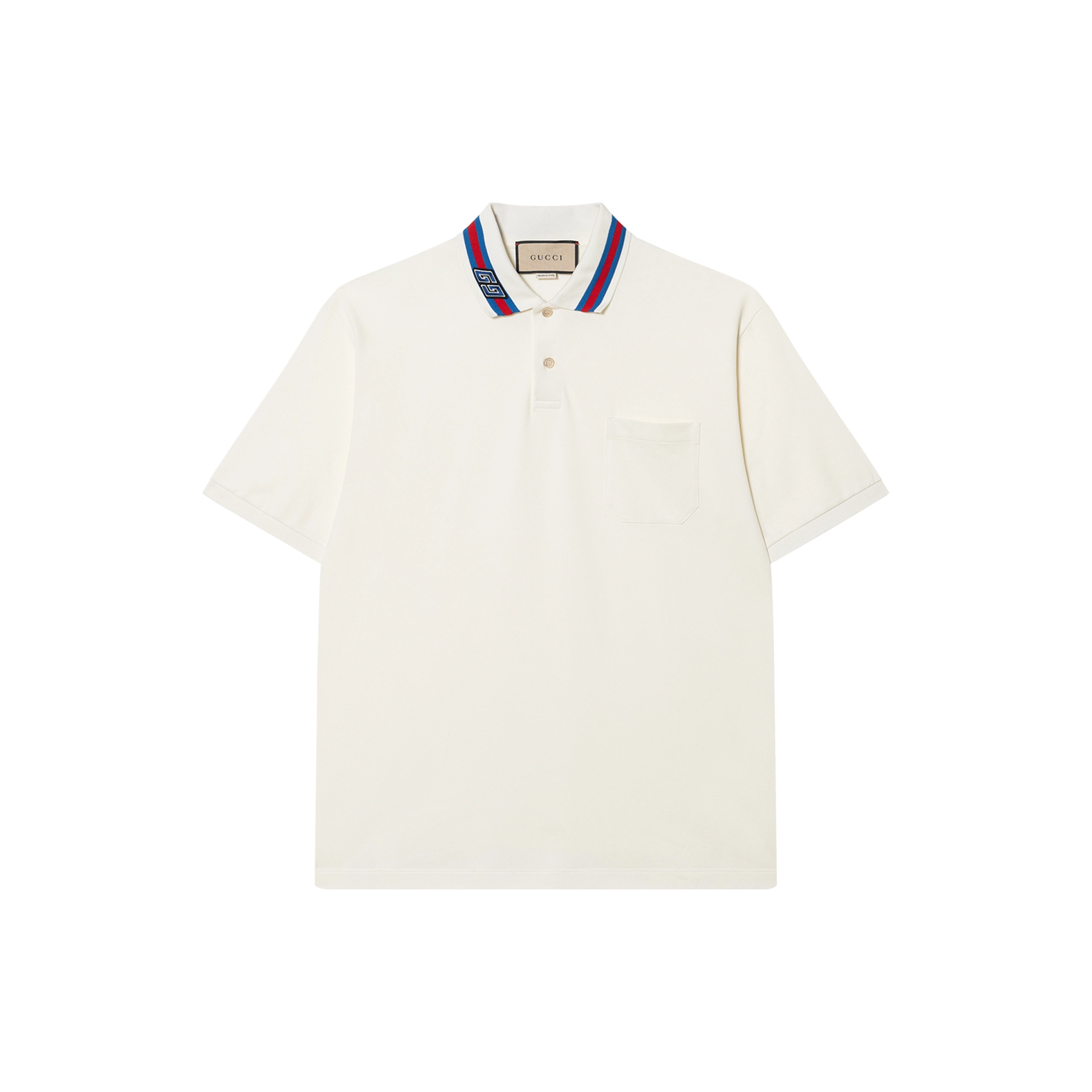 GUCCI Decorated Square Gg Pearl Cotton Polo Shirt T