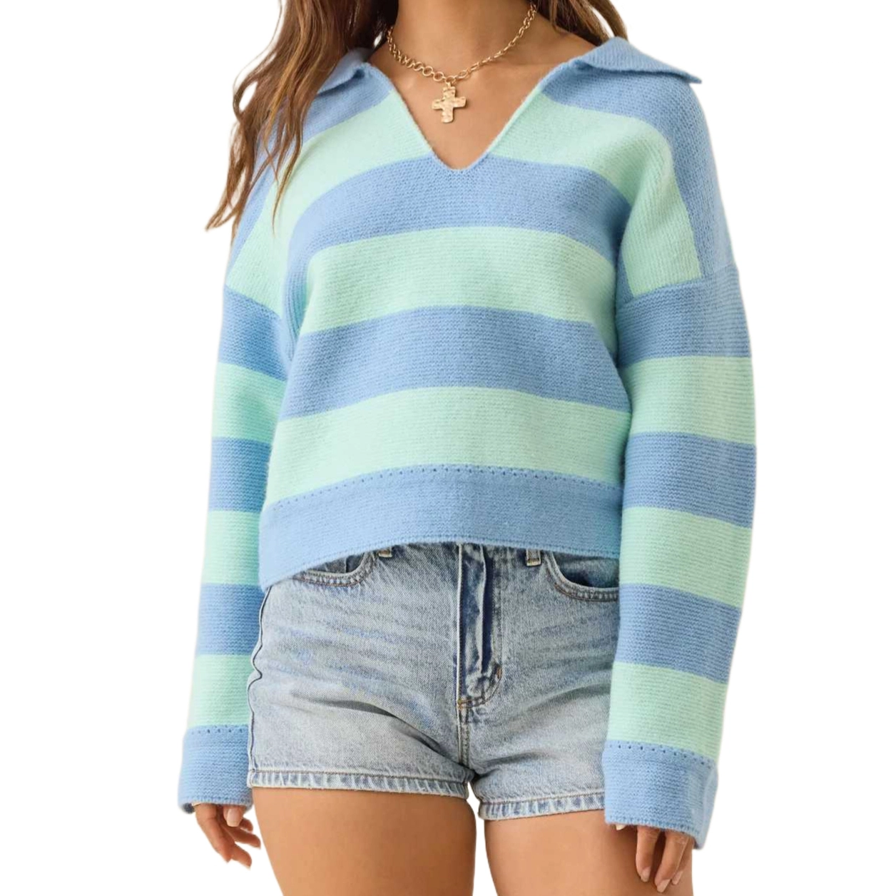 ALTAR'D STATE Stripe Polo Sweater Lyra Polo