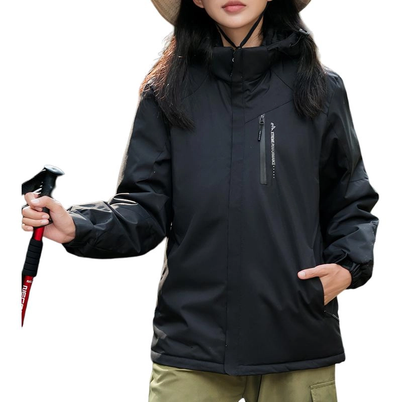 左岸 时尚拼色防风防水连帽可拆卸运动休闲徒步工装登山服简约户外机能恒温蓄热宽松舒适轻便百搭耐用石墨烯保暖加厚夹克外套棉服 女款