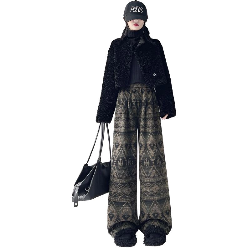 左岸 美式复古时尚简约女裤宽松垂感阔腿裤修身显瘦显高舒适柔软长裤休闲裤 女款