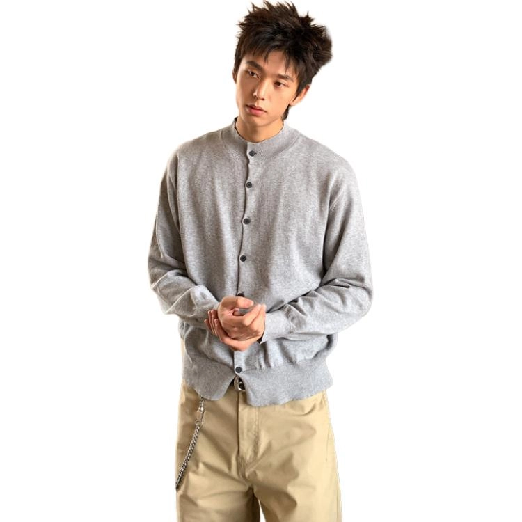 拓菲 半高领开衫短款合身秋冬老钱外套男外搭针织衫 男女同款