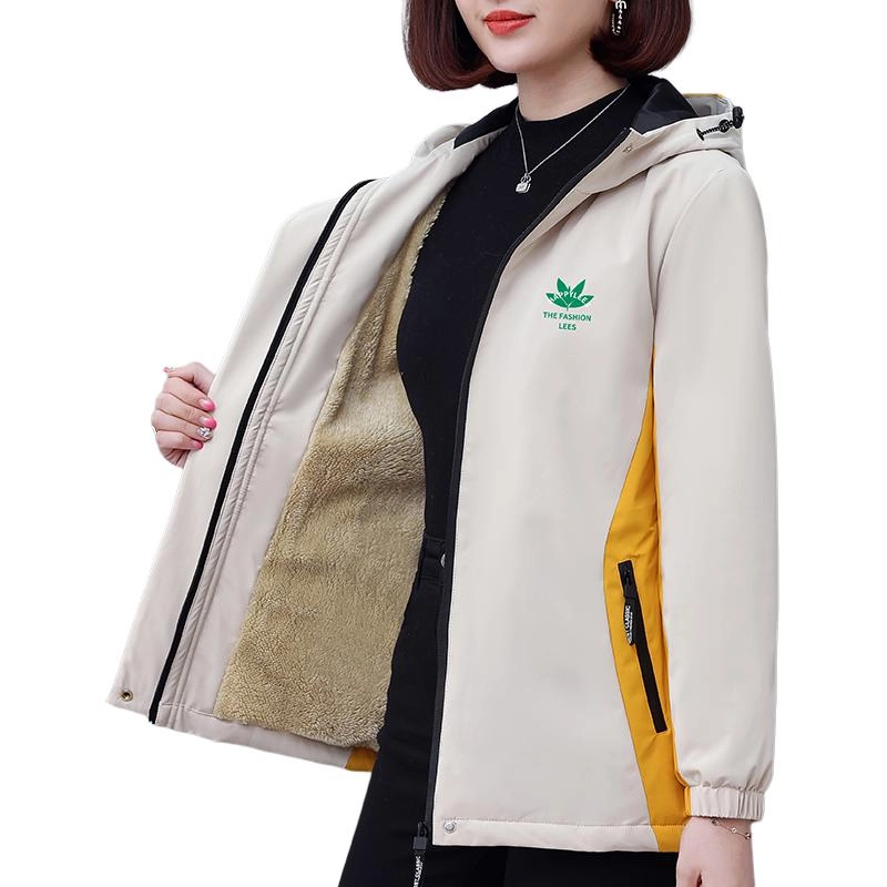 左岸 休闲简约连帽撞色拼接设计防风防水保暖舒适宽松显瘦轻便透气柔软面料百搭时尚上衣外套夹克 女款