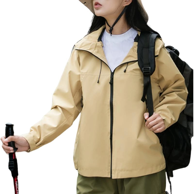 左岸 美式山系耐磨抗撕裂户外运动穿搭连帽登山徒步冲锋上衣工装大口袋机能防水防风透气纯色开衫软壳衣舒适保暖夹克 女款