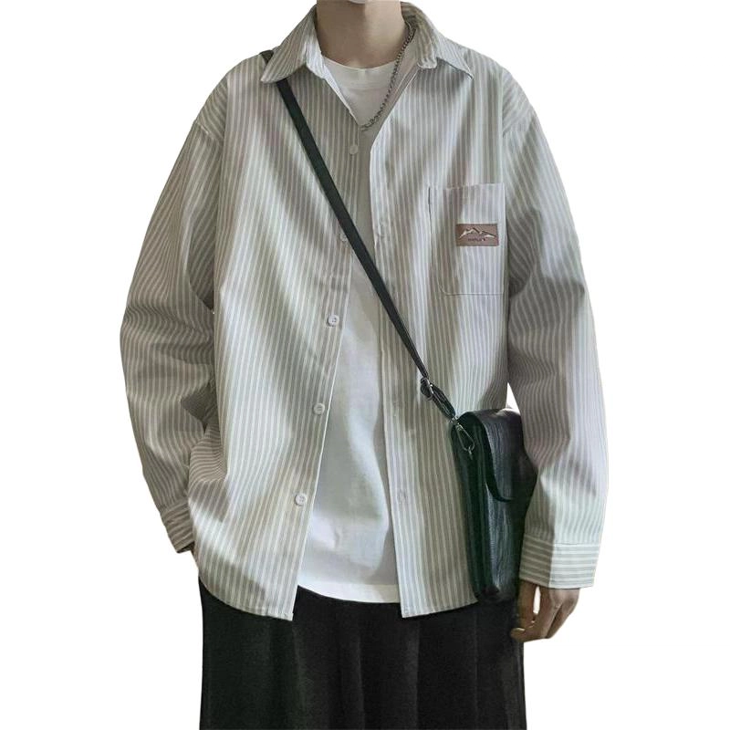 邦固依品 条纹潮牌高级感痞帅宽松休闲长袖衬衫 男款