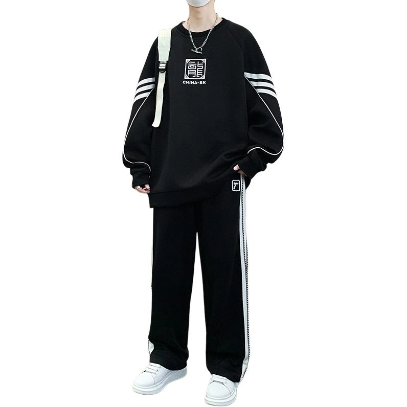 邦固依品 邦固依品青少年男秋季国风长袖卫衣高中学生潮流搭配一套休闲运动套装 男款