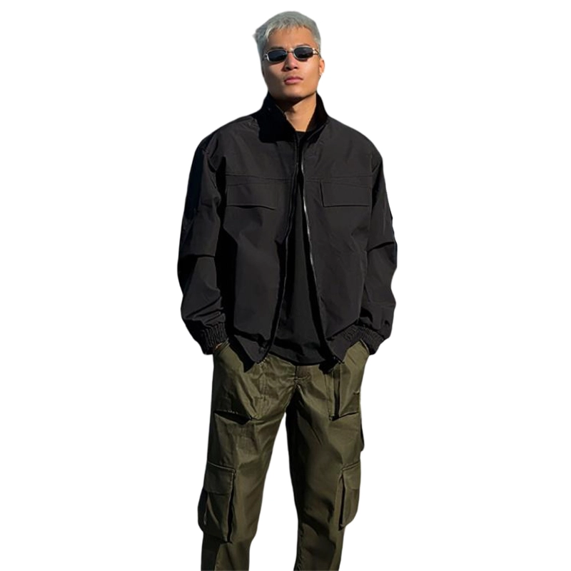 佑麟 秋季潮牌痞帅高级感工装外套硬汉风短款骑兵服美式立领飞行夹克 男女同款