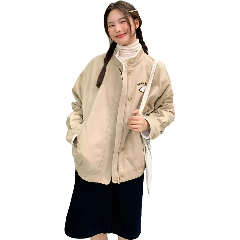 轻迎 美式可爱卡通外套宽松百搭夹克 女款