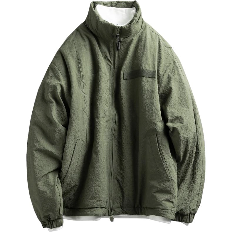 宫奴 日系休闲潮牌简约纯色贴条保暖立领棉服 男女同款