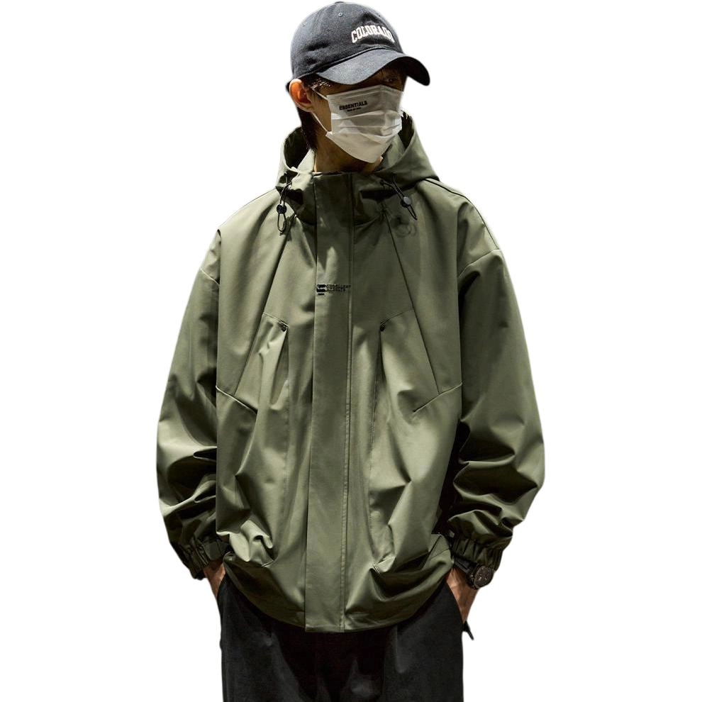 邦固依品 外套男春秋美式连帽宽松机能工装冲.锋衣户外情侣潮牌夹克棉服 男款