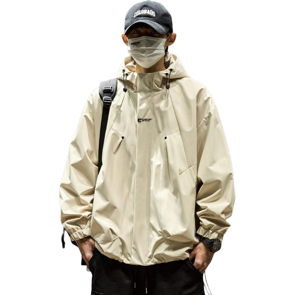 邦固依品 外套男春秋美式连帽宽松机能工装冲.锋衣户外情侣潮牌夹克棉服 男款