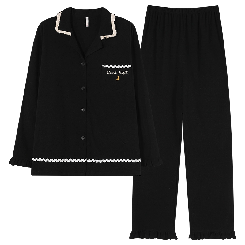 帕兰朵 春秋柔软棉女长袖开衫家居服纯棉大码可外穿空调服舒适睡衣套装 女款