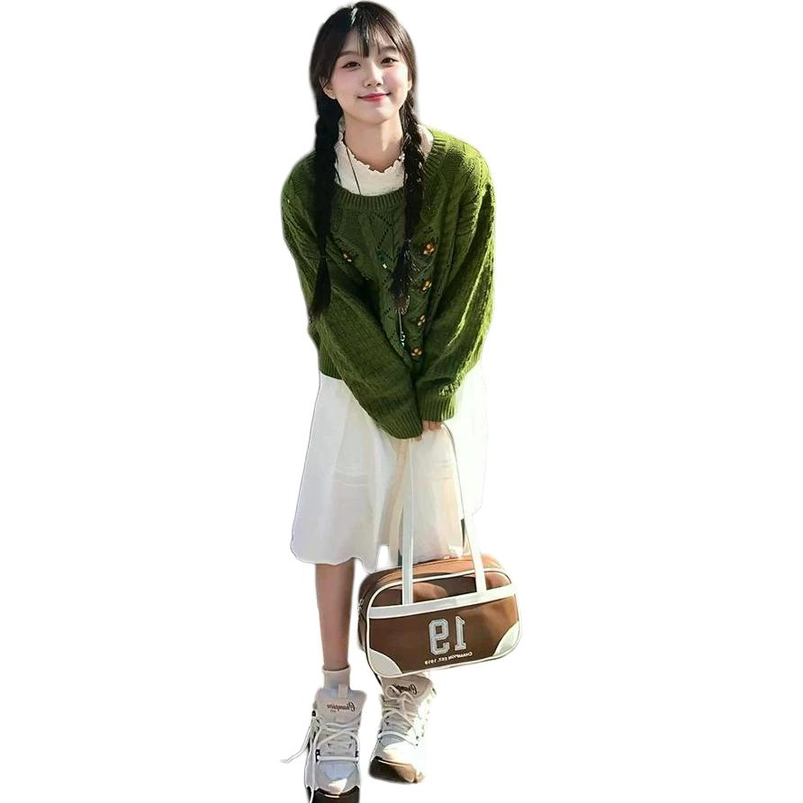 轻迎 韩系高级感慵懒休闲宽松套头上衣针织衫 女款