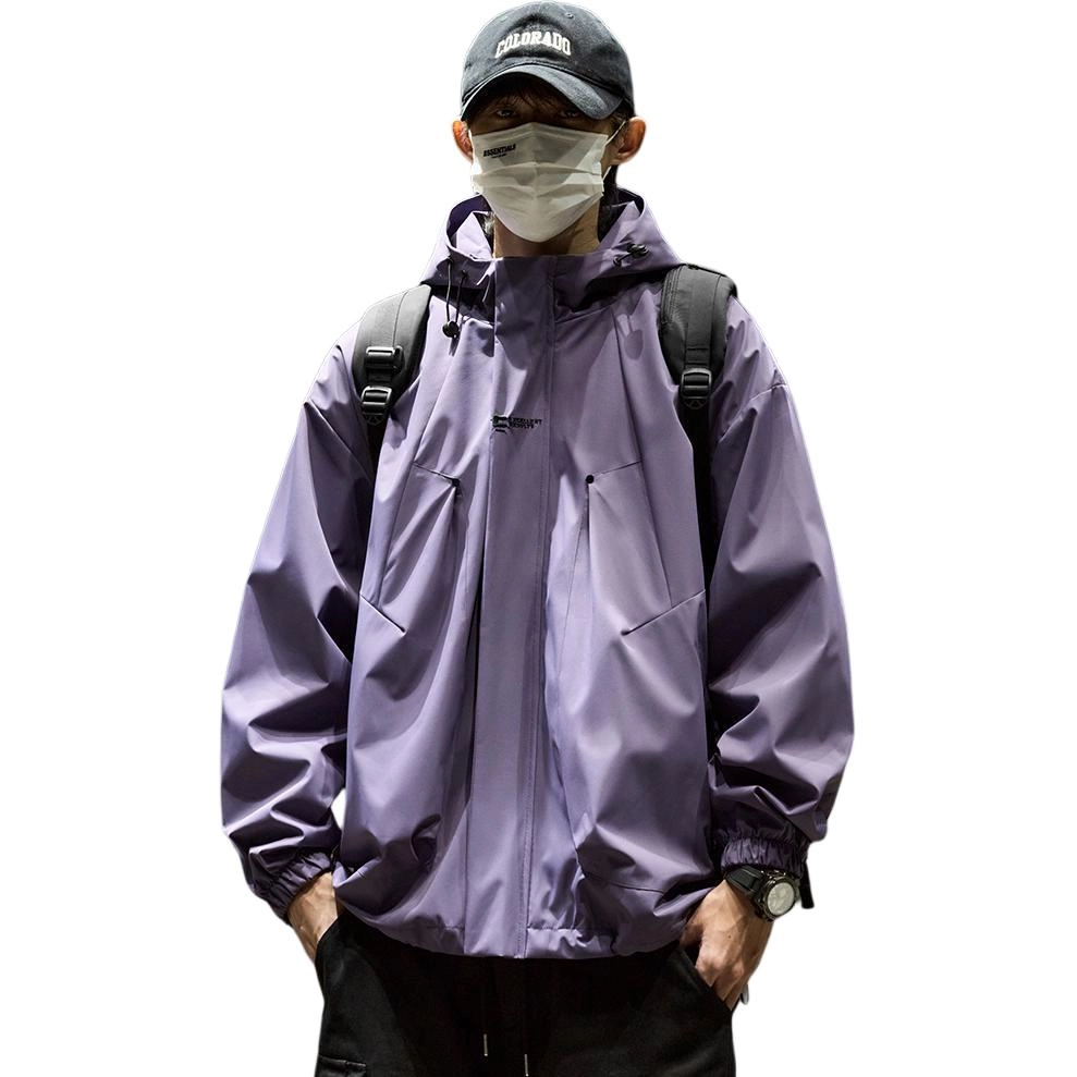 邦固依品 外套男春秋美式连帽宽松机能工装冲.锋衣户外情侣潮牌夹克棉服 男款