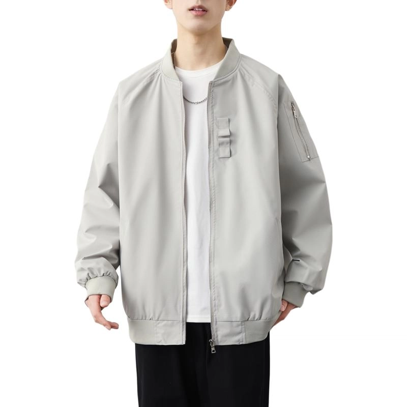 洋气先生 美式复古高街潮牌可二开棒球服设计拉链纯色长袖舒适保暖防风日常户外通勤徒步无性别主义简约百搭工装外套夹克 男女同款