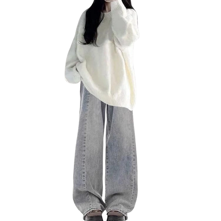 轻迎 甜美洋气宽松阔腿牛仔裤休闲套装 女款