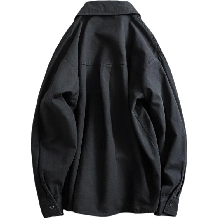 宫奴 日系休闲潮牌做旧贴标百搭翻领工装衬衫 男女同款