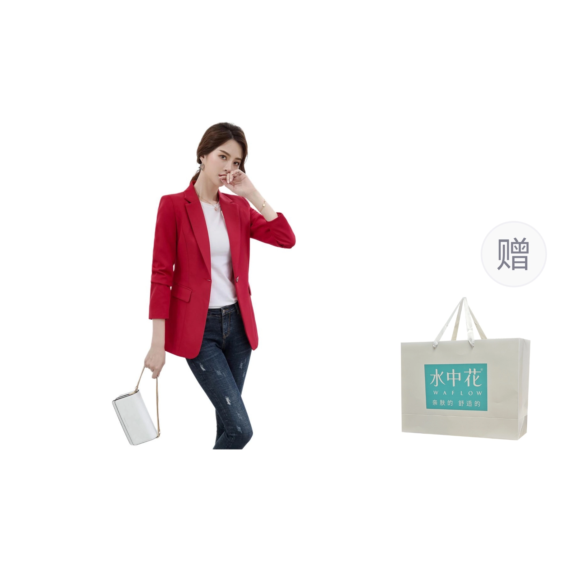 水中花 春秋韩版修身气质休闲百搭女士西服外套上衣西装 女款