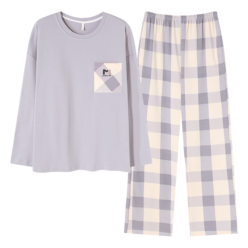 帕兰朵 纯棉春秋款长袖长裤圆领可爱卡通休闲宽松可外穿家居服女士睡衣套装 女款